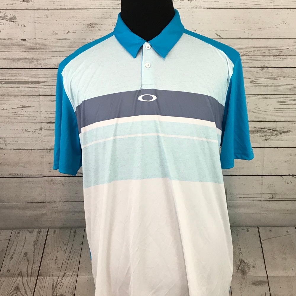 NEW Oakley Men's O Hydrolix Polo Shirt Blue Gray X